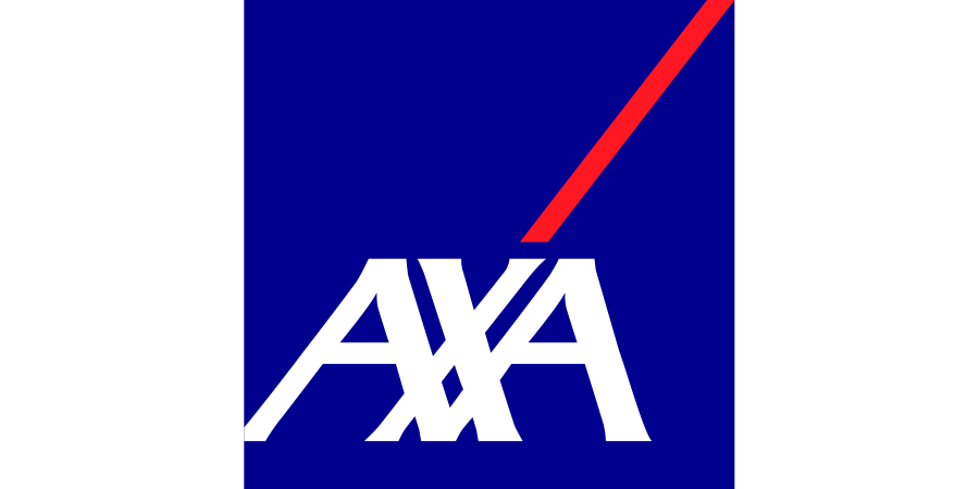 Logo der AXA Versicherung in Blau, Weiß und Rot mit stilisierten Buchstaben.