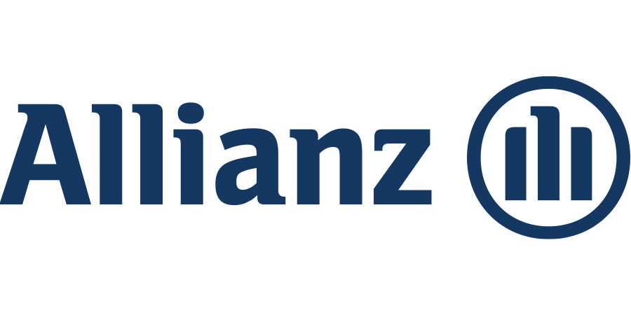 Logo der Allianz in blauer Schrift mit grafischem Symbol.