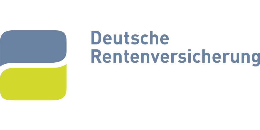 Logo der Deutschen Rentenversicherung mit blauen und grünen Elementen.